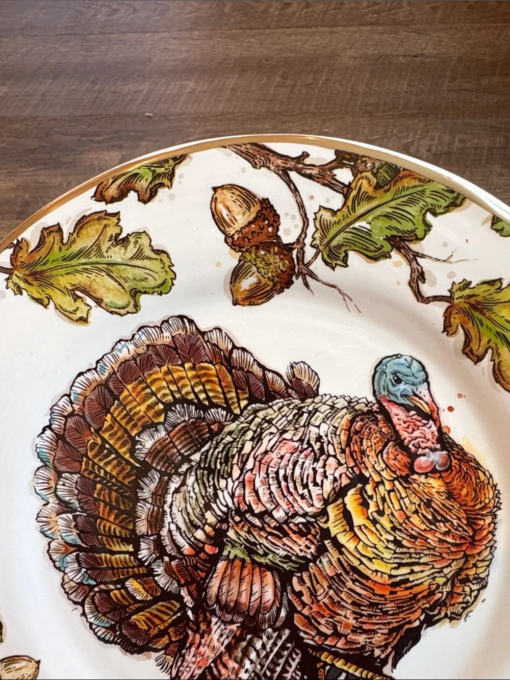 Pier 1 Autumn Oak Turkey Luncheon Salad Plates Earthenware 9